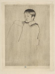 Robert zittend, naar links gericht door Mary Cassatt